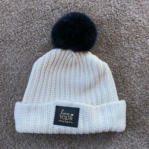 Love Your Melon off white and black knit hat